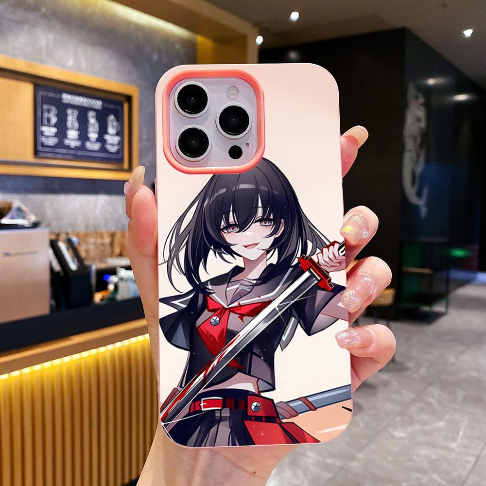 Akame Kurome Jelly Doppelschicht Rosa Handyhülle für iPhone 17 16 15 14 13 12 11 Air Pro Max Plus Schutzhülle