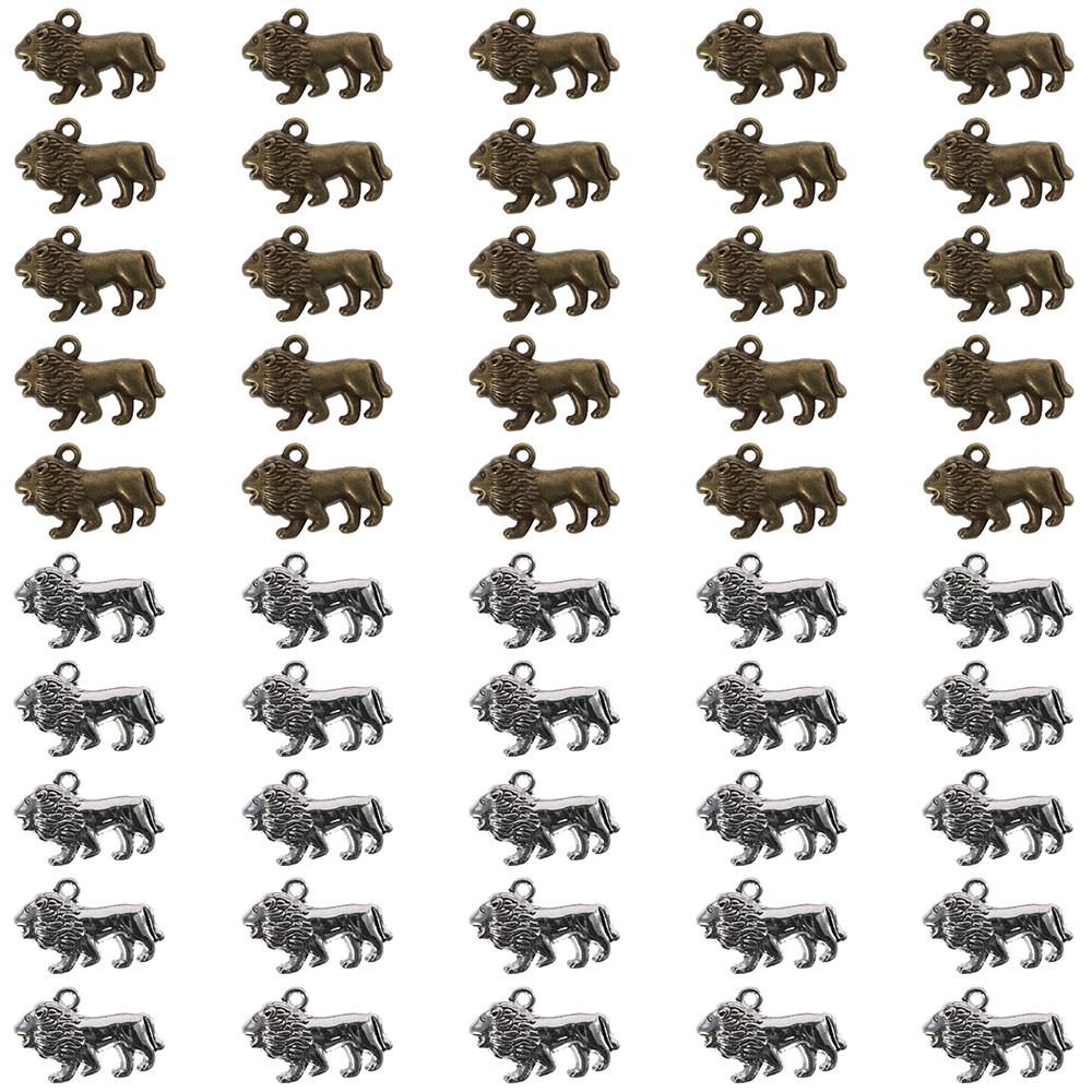 Alloy Lion Pendants Antique Silver Cartoon Animal Style Angrily Lion Pendant  DIY Accessories