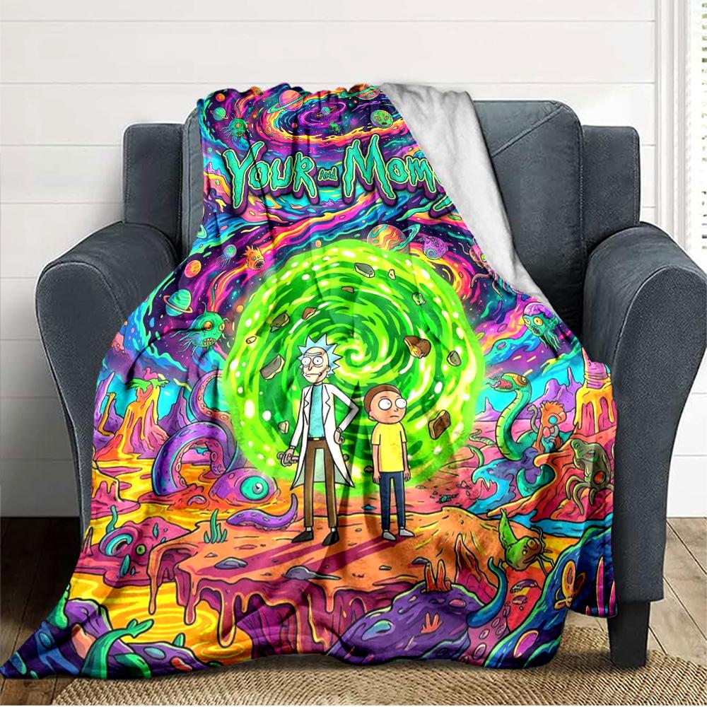 Name Custom Morty Rick Print Flannel Blanket High Quality Warm Comfortable Cover for All Seasons Perfect for Gifts Home Decor
