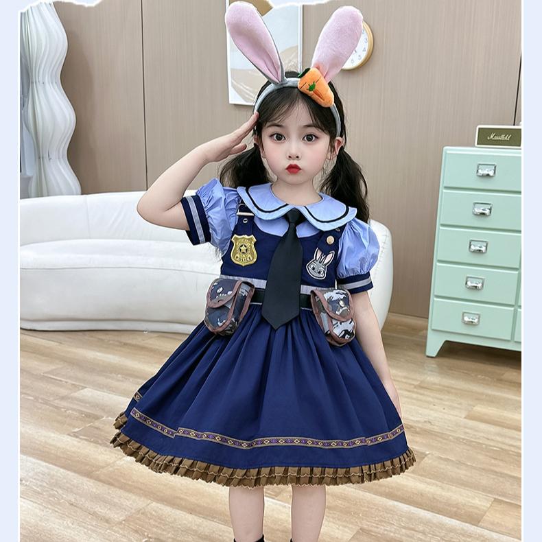 Judy Rabbit Officer Dress Children's COS Dress Set Baby Lolita Girl Princess Dress