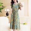 Elegante frauen Sommer Kleid Neue Beiläufige Dünne Kurzarm Lange Kleid Koreanischen Stil Schlank Vintage Kleidung