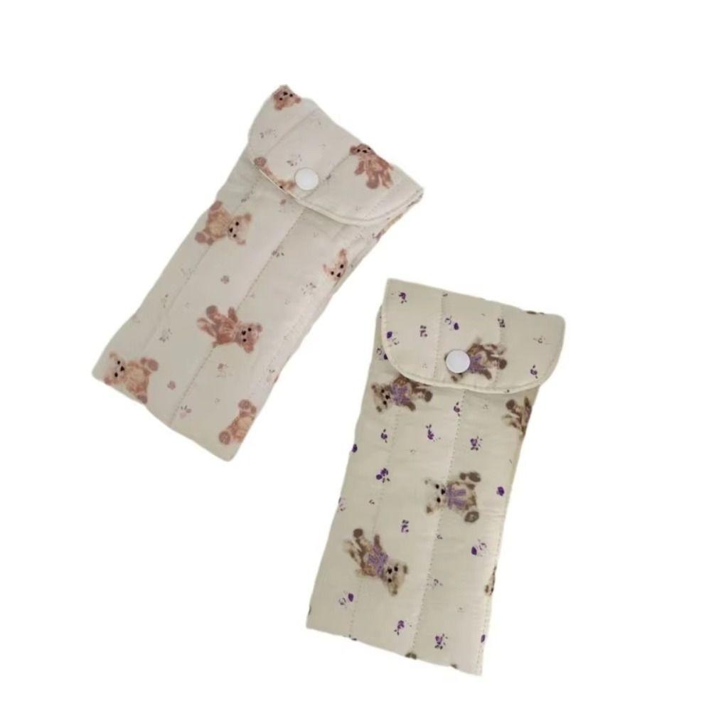 Fashion Pink Butterfly Heart Small Glasses Bag Bear and Strawberry Flower Pencil Pouch Sweet Cute Women Makeup Bag Gifts