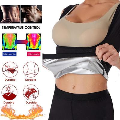 Ladies Sweat Sauna Sleeveless Tank Top Low Cut Crew Neck Short Sleeve Top Silver Coated Thermal Shirt Body Shaper Fitness Sauna  Sweatshirt