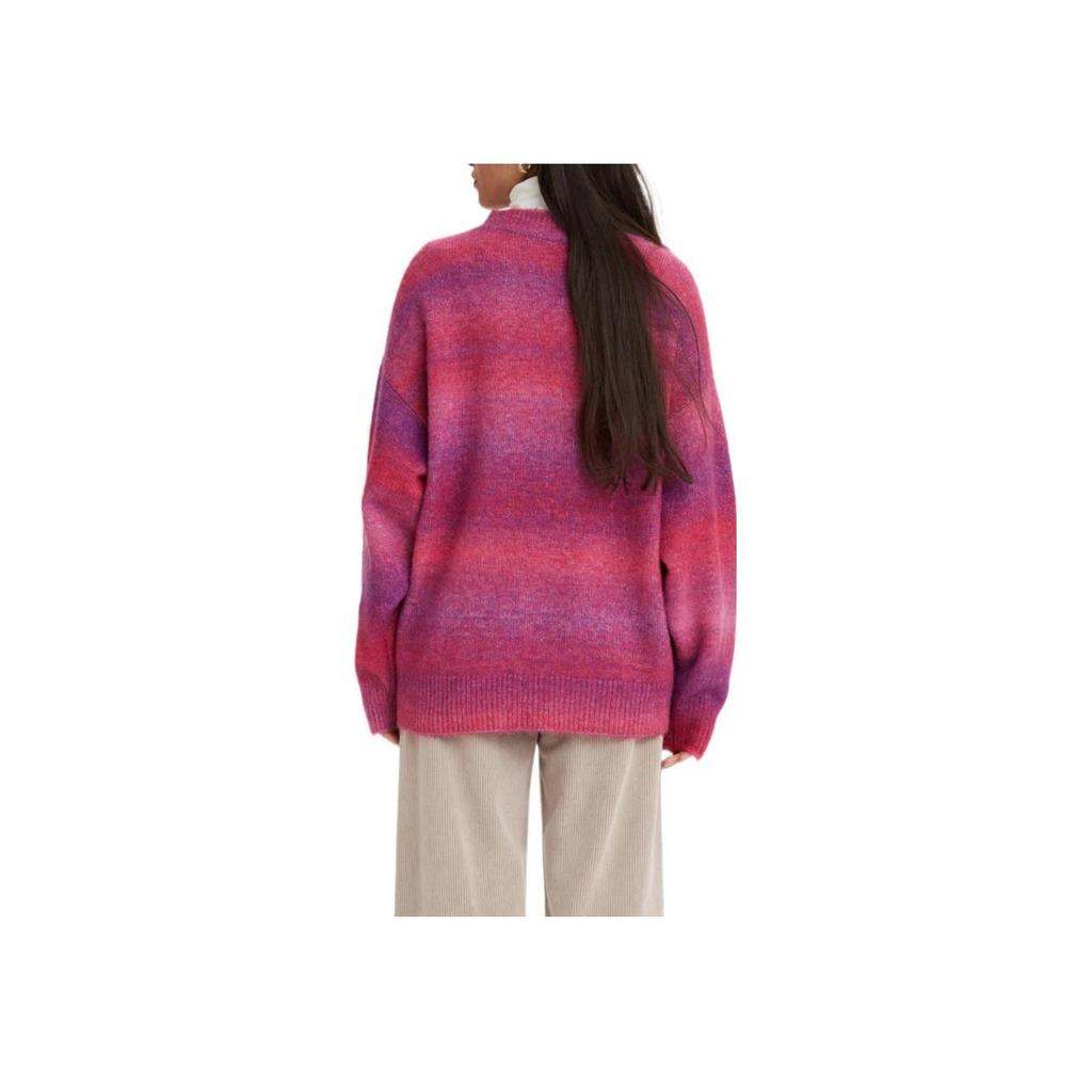 Levis FW22 Solid Striped Long Sleeve Crew Neck Knit Sweater Women Sweater Rose A3240-0006
