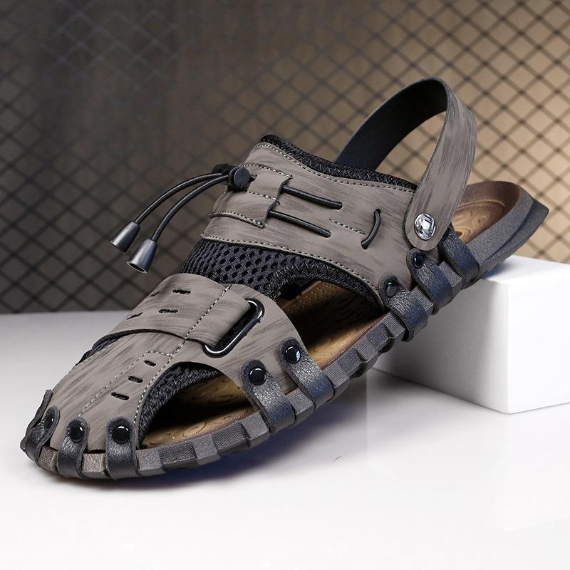 2025 New Summer Men's Shoes Bag Head Beach Shoes Foreign Trade Explosion Wear Casual Sandals Men's Large Size Half Slippers