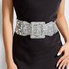 Waist Closure Blingbling Sequin Cummerbunds Metal Square Buckle Waist Corset Belts  Girl