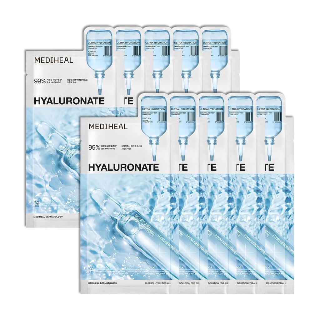 Mediheal Essential Mask Pack 10 Sheets Select One from 7 Types (MADECASSOSIDE, TEATREE, COLLAGEN, HYALURONATE, VITAMIN C, CERAMIDE, PDRN)