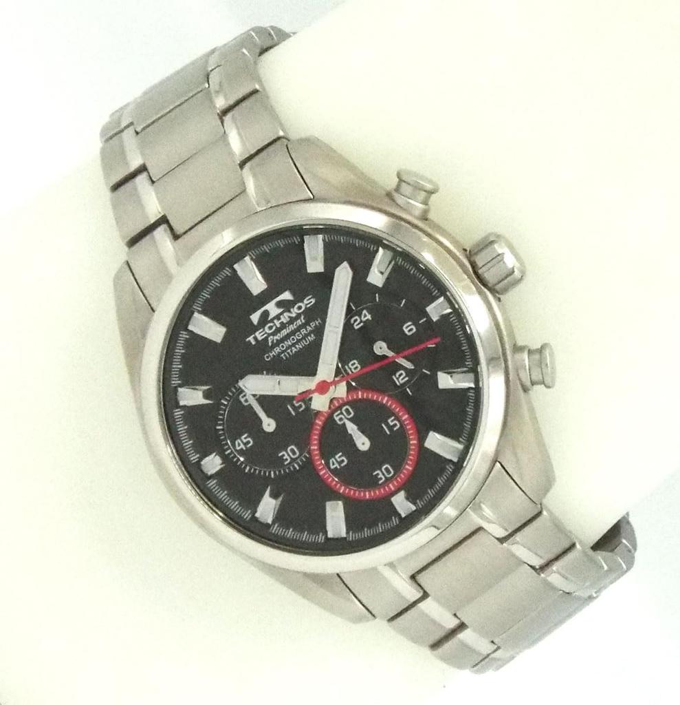 TECHNOS Prominent Series Chronograph Titanium Watch with Black Titanium Strap (TAP0602AIB) [Parallel Import]