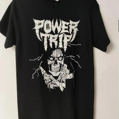 Retro Power Trip Band T-shirt Black Short Sleeve S To 5Xl TA3553 Long Sleeves