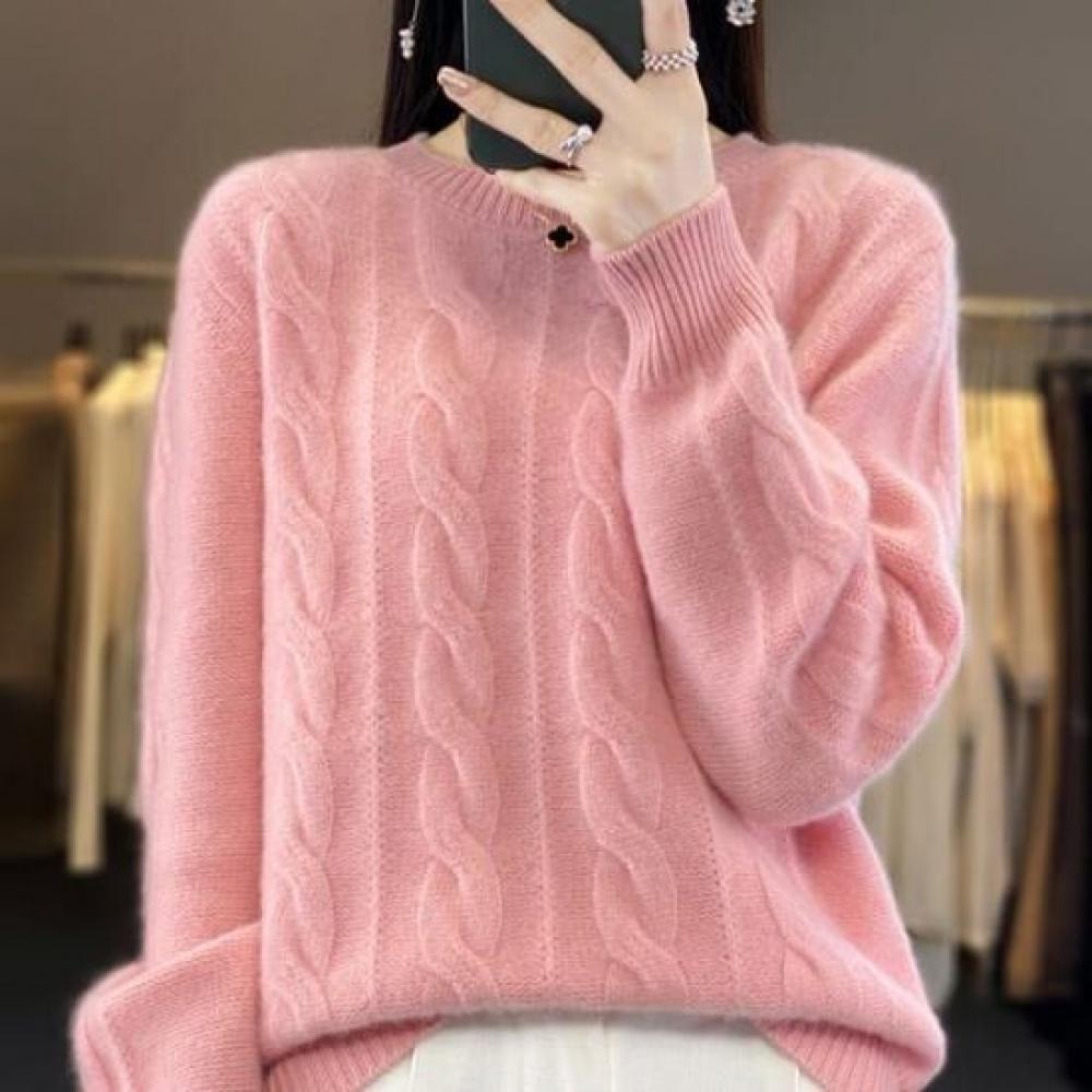 Navava Casual Cable Knit Round Neck Long Sleeve Nk2441