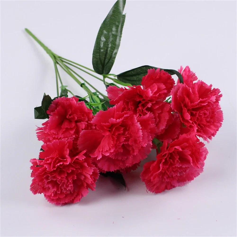 10 Head Carnation Artificial Flowers Bouquet Plastic Silk Fake Flowers Simulation Plants Decor For Wedding Accessory In Stock