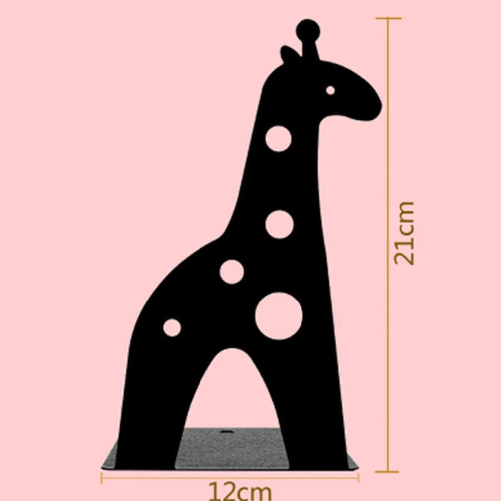 ARTIBETTER 2pcs Giraffe Shaped Nonskid Metal Cute Cartoon Design for Books Magazines Organizer for Home Office Classroom and Library Black
