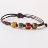 Ethnic Style Ceramic Beaded Dainty Bracelets Bangle Handmade Wax Rope Bracelets