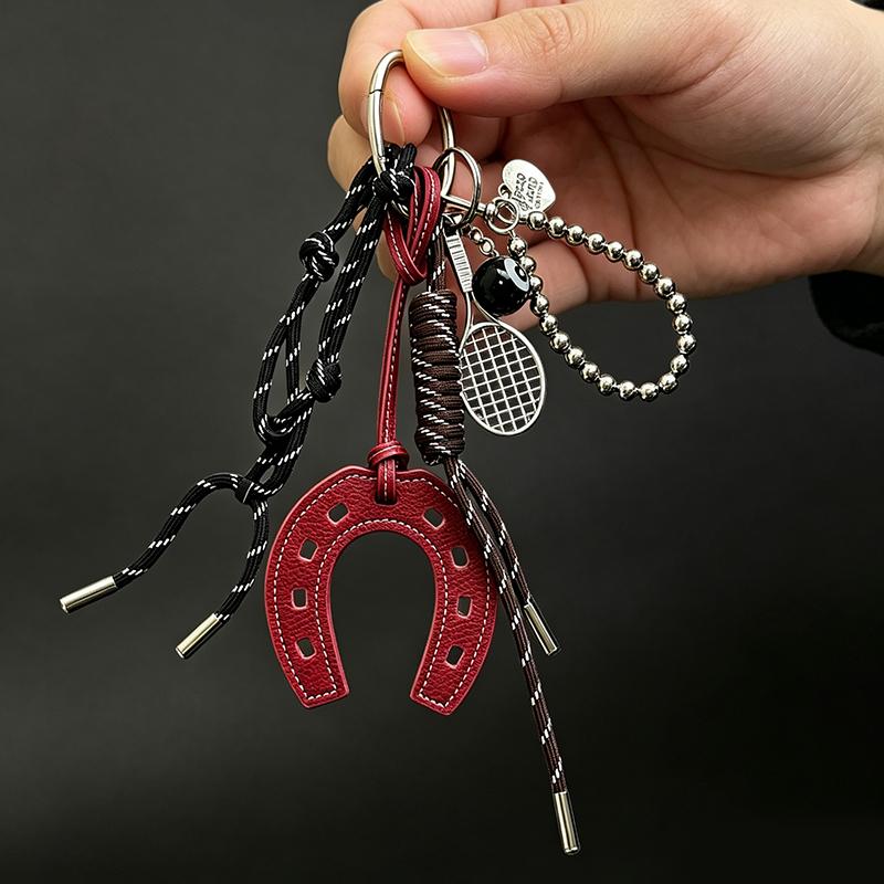 Yogodlns New PU Leather Simple Horseshoe Pendant Horse Hoof Casual Key Chain Pendant Hanging Purse Accessories Women