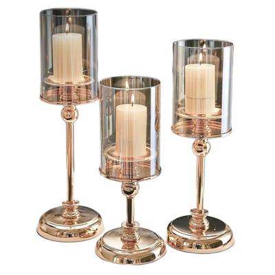 1/3Pcs Vintage Glass Candle Holders Set Elegant Iron Base Replacement For Home For Cafes Model Homes Decoration
