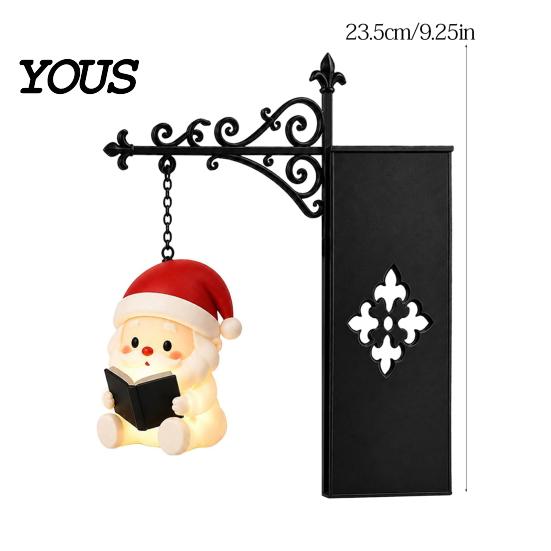 Bookshelf Lantern Lamp Christmas Vintage Lamp, Light-up Santa Claus Snowman Reindeer Decor, Hanging Book Divider Label for Reading Nook, Home, Library