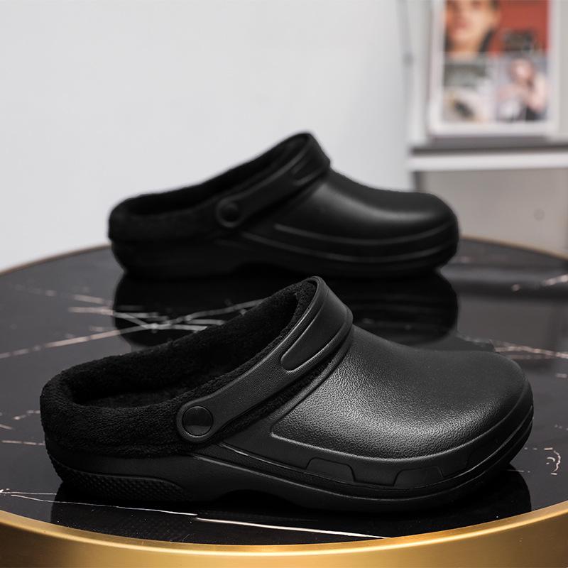 Winter 2025 Fleece-Lined Closed-Toe Waterproof Cotton Slippers for Couples