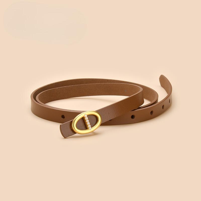 Slim Belt Women's Dress Belt Women's Retro Cowhide Hand Belt Belt Belt Belt