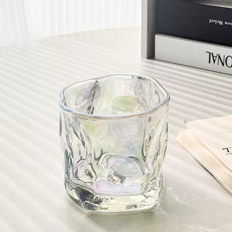 280ml 9.7oz Creative Irregular Glass Cup Art Design Whiskey Cocktail Glasses Juice Cold Drink Cups Lemon Water Milk Coffee Mugs