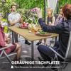 Garden Dining Table, 150 X 90 Cm Rectangle Outdoor Table with 5 Cm Parasol Hole, Slatted Tabletop and Steel Frame for Patio Balcony