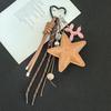 Keychain Pendant Matte-Glossy Finish Imitation Leather Five-Pointed Star Key Chain with Metal Heart Buckle