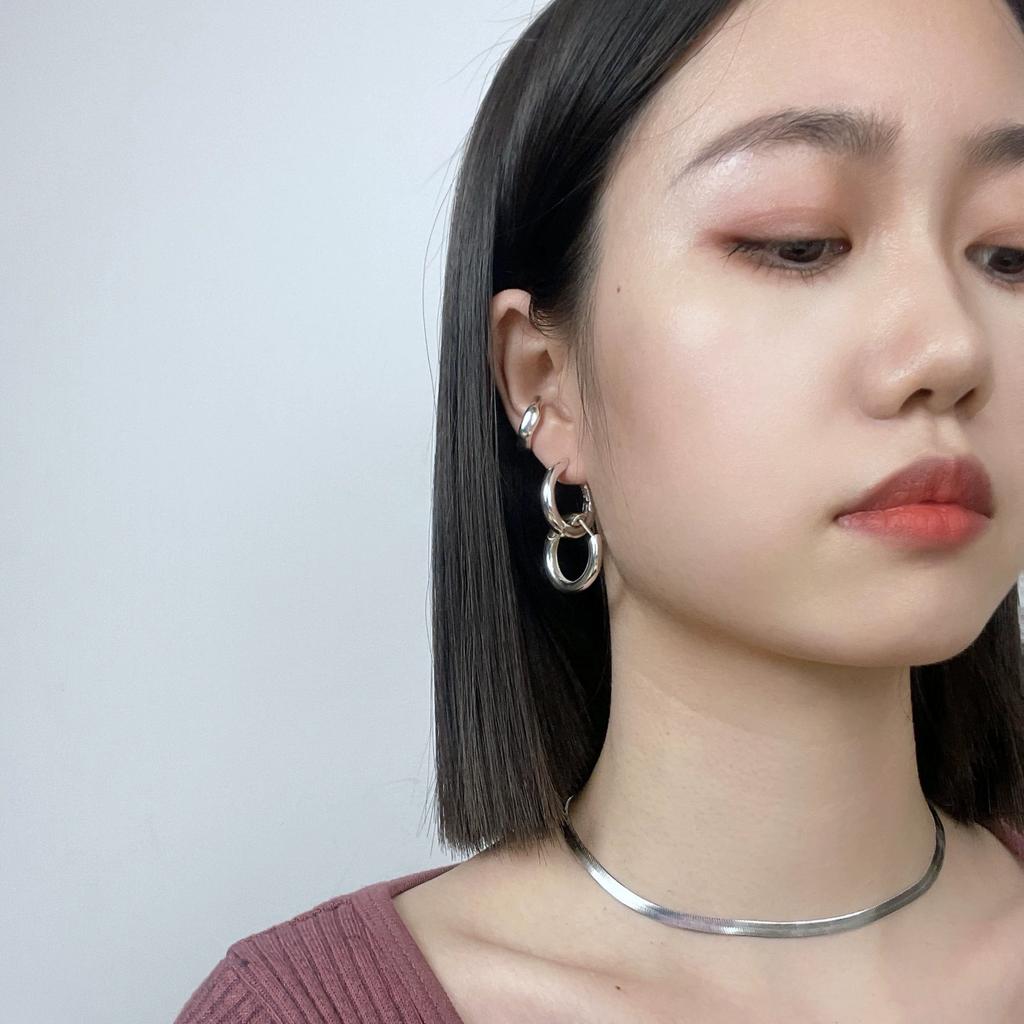 BF CLUB 925 Sterling Silver Earrings For Women Trendy Simple Retro Round Earring Jewelry Prevent Allergy Party Accessories