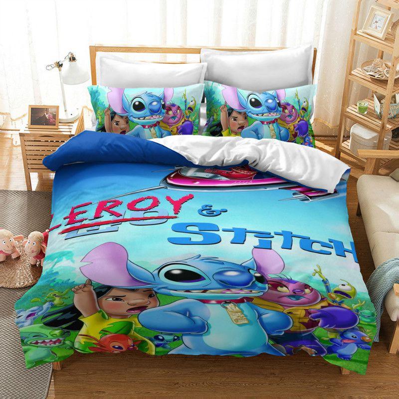 3d Stitch Bedding Set For Kids With Comfortable Duvet Cover And Pillowcase Set