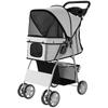 Folding Dog Stroller with Reflectors, Swivel Wheels, Brakes, and Washable Cushion, Grey