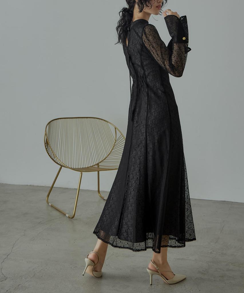 Niana Geometric Party Wedding Black Size S Back-Open Dress, Dress, Dress, Lace,