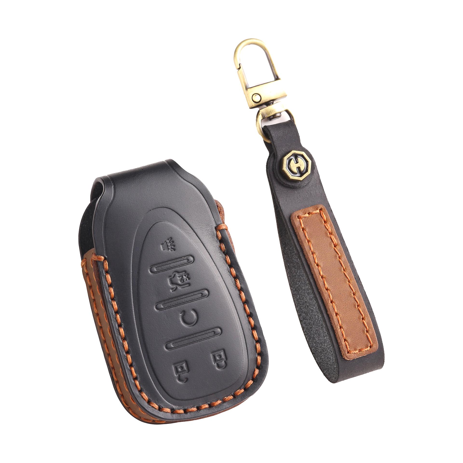 

[Chevroler ]Handmade cowhide Car Key Cover for Cruze Malibu Equinox Blazer Silverado 5 keys коричневий