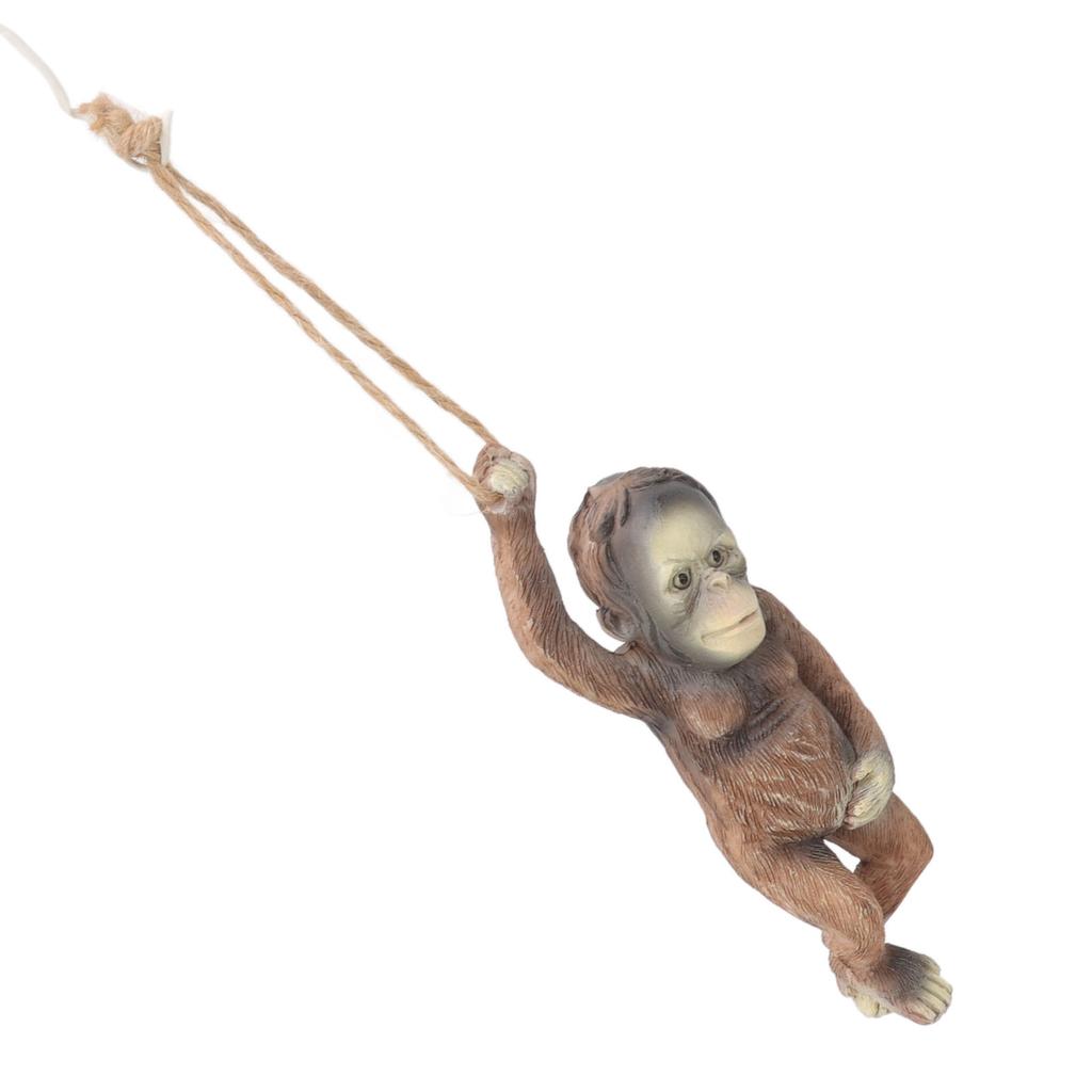 Baby Monkey Hanging Statue Exquisite Carving Resin Brown Monkey Sculptures for Trees Gardens