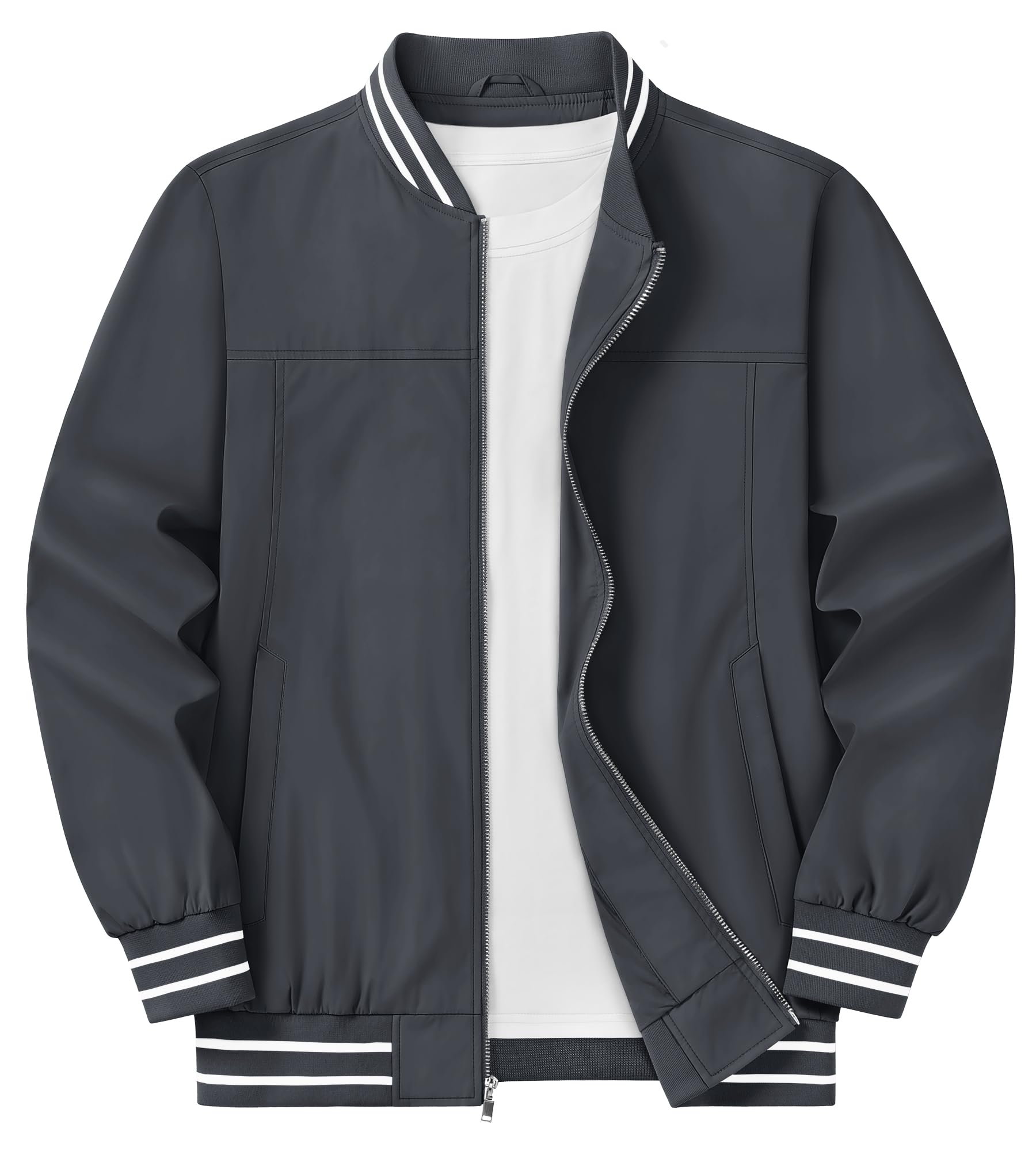 

KEFITEVD Бейсбольный Однотонный Легкий Бомбер Большого Свободного Кроя L Мужская Куртка, Цвет, Куртка, Размер, Ветрозащитный, Верх, Рабочая одежда, Сукаджан, На молнии, Серый, серый