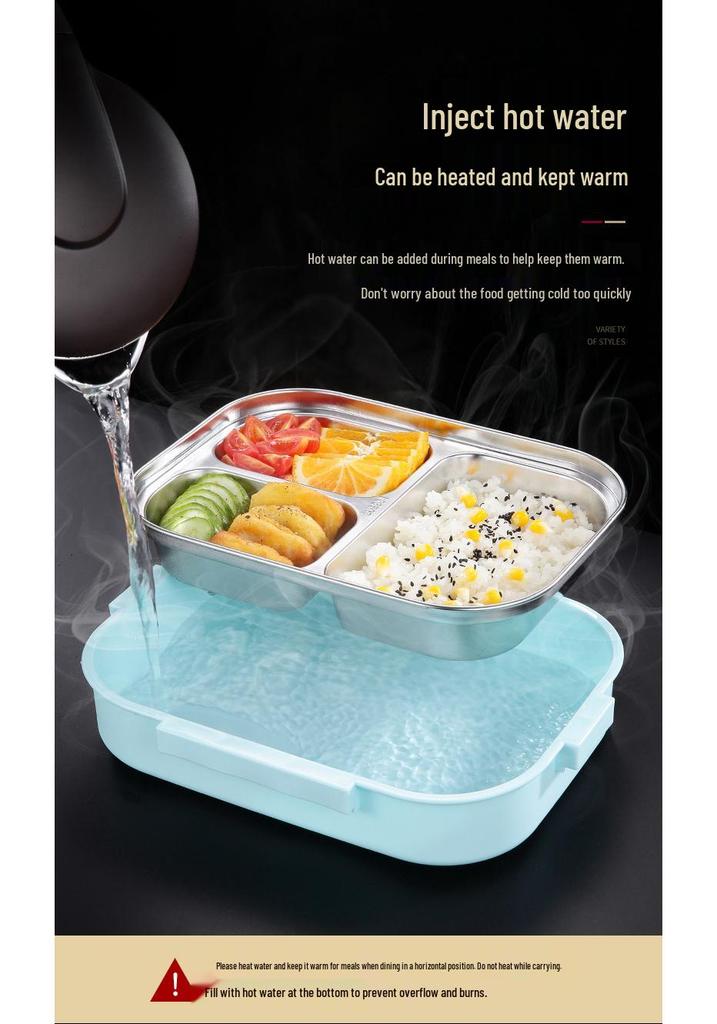 304 Stainless Steel Insulated Bento Lunch Box, Microwaveable & Compartmentalized for Students & Office Workers