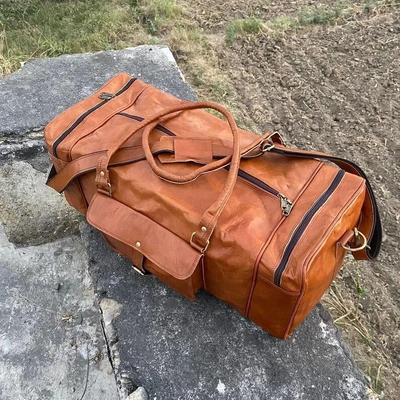 Genuine Leather 'Vintage Gym Weekend Bag Travel Duffle Overnight Luggage Men'