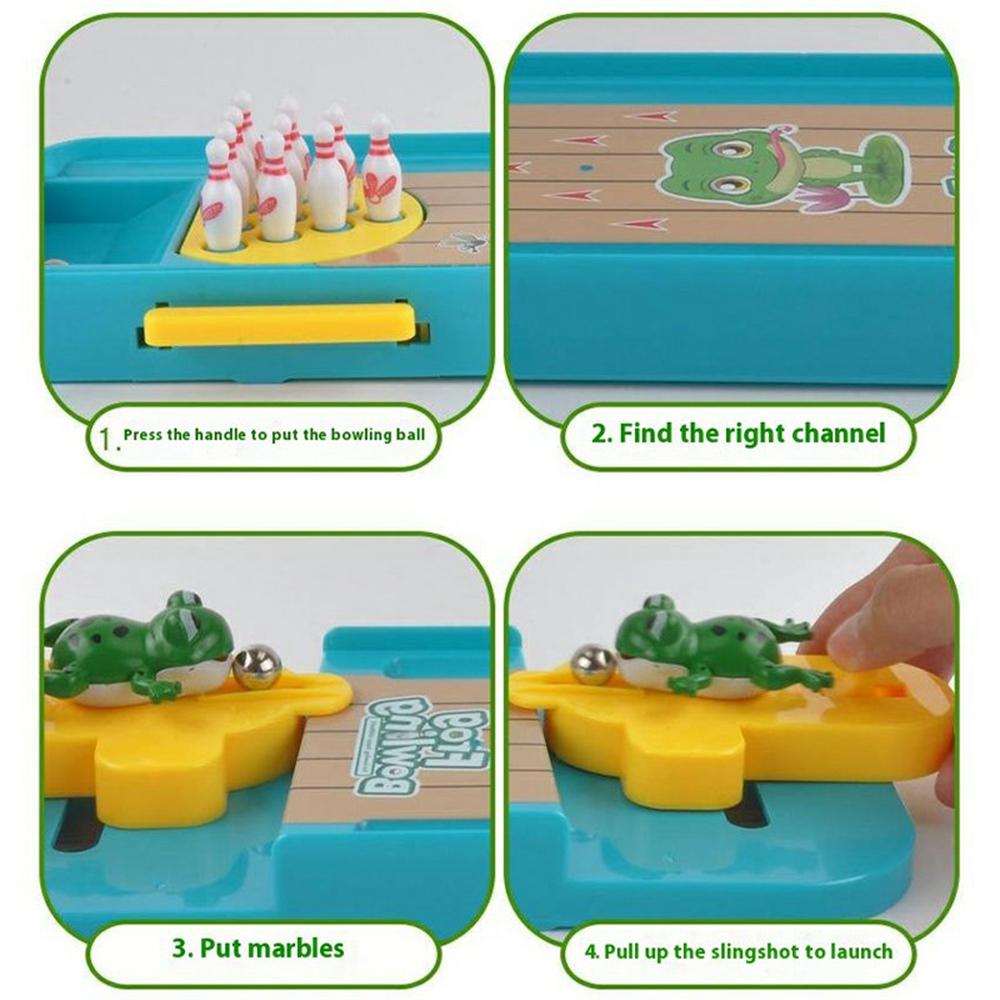 Tabletop Game Intelligence Toy Gift Frog Bowling Set Pinball Shooting Game for Kids