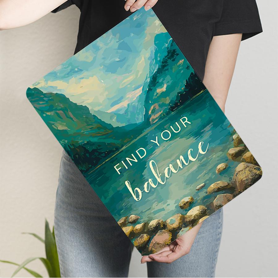 

Find Your Balance Mountain Lake Landscape Iron Wall Art Custom Home Decor Nature Scenery Metal Painting 20x30cm（7.8x11.8inch）