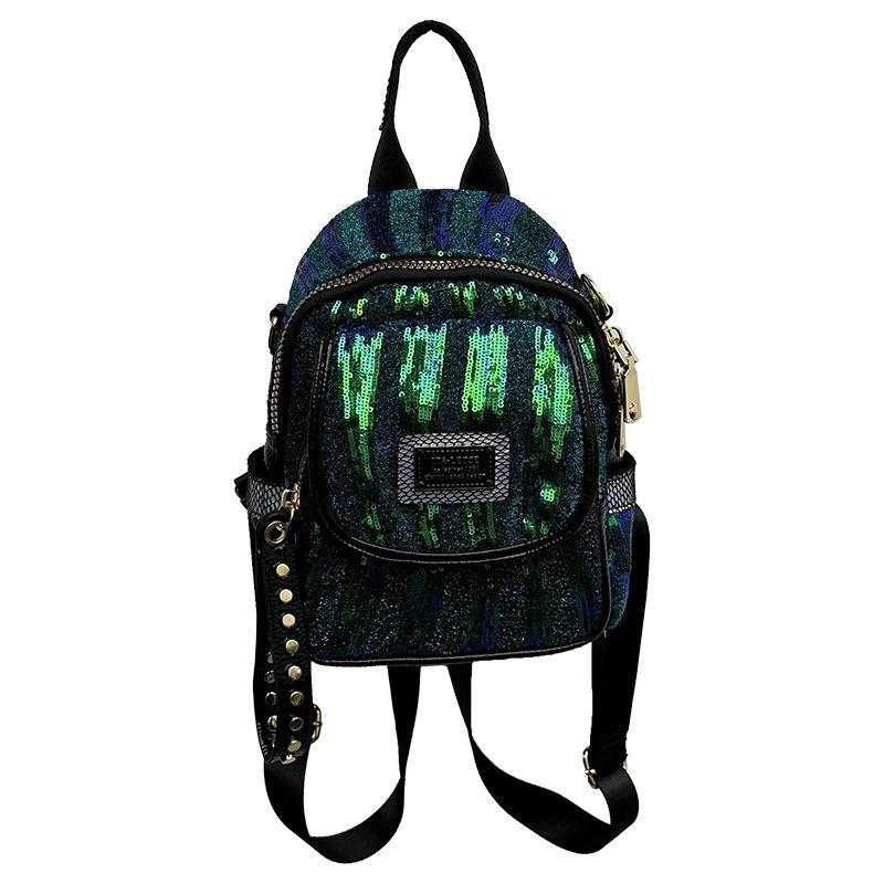 Sac à dos à paillettes de style occidental: Petit sac en cuir véritable haut de gamme à la mode 2023, sac à dos de niche pour femme polyvalent et tendance.