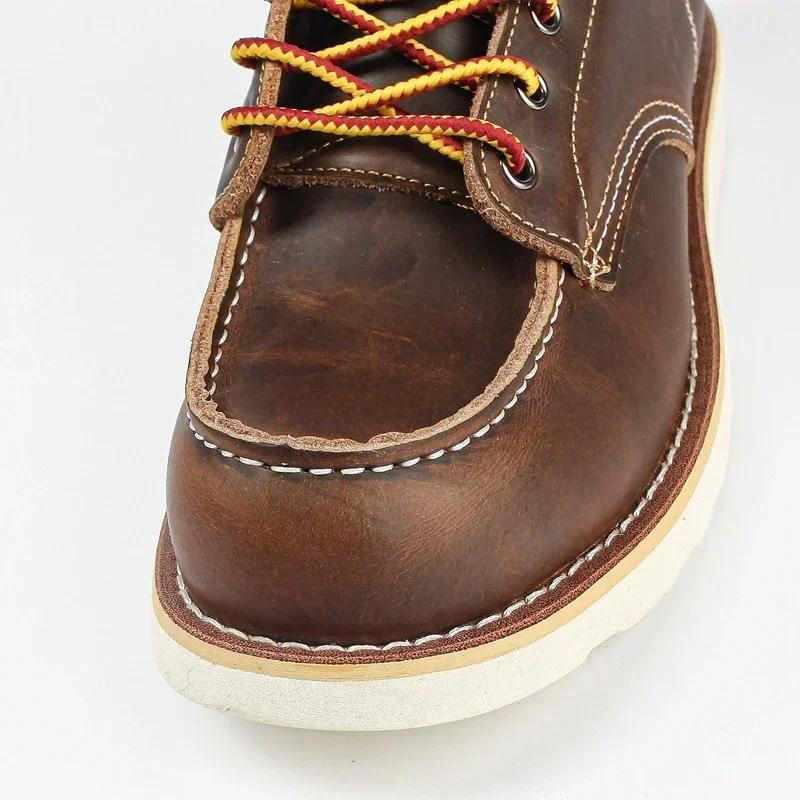 Pánské boty Americké retro boty na nářadí Ležérní Crazy Horse Kožené vintage pánské šněrovací kotníkové boty Hombre Zapatillas Hombe