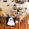 1pc White Black Halloween Table Runner with Ghost Spooky  Dustproof Durable Tablecloth for Halloween Theme Party Decoration