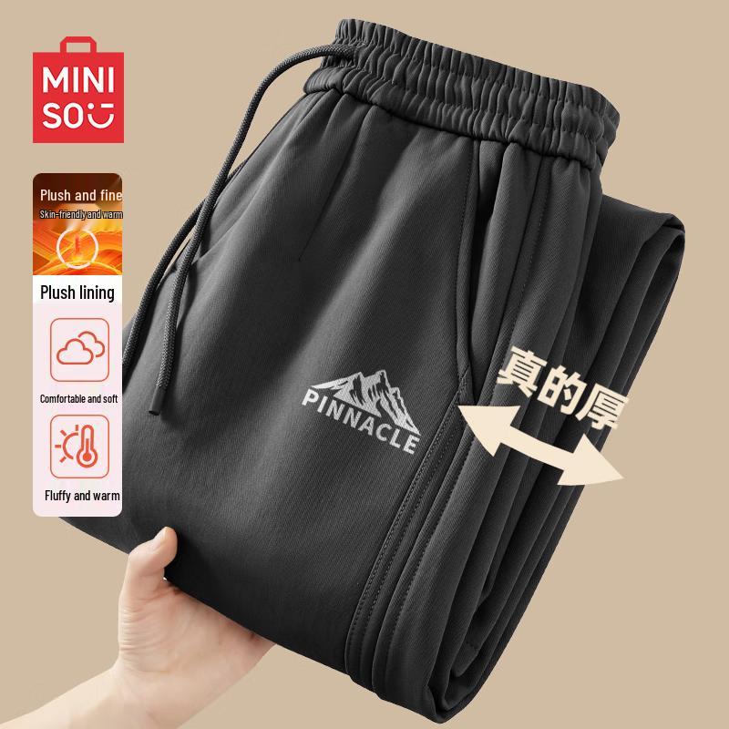 

MINISO Men s Winter Fleece-Lined Straight-Leg Casual Pants 2XL