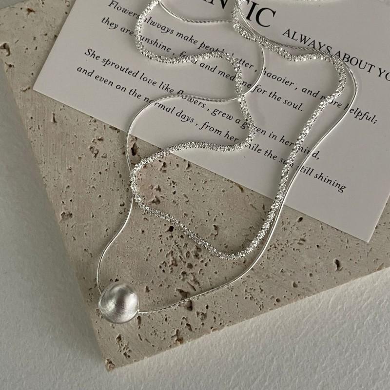 Double Layer Cat Eye Bead Necklace Fashion Minimalist Clavicle Chain Men Women