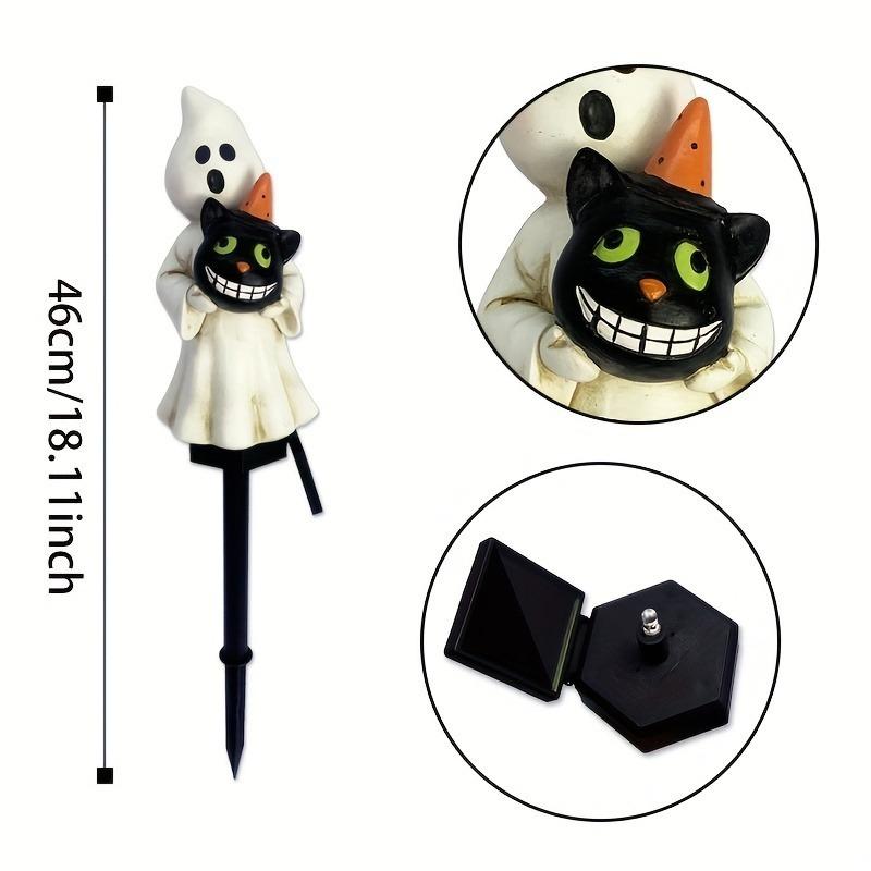 1-5PCS Solar Outdoor Yard Halloween Pumpkin Light Resin Craft Garden Ghost Festival Atmosphere Decoration Yard Stake Insert