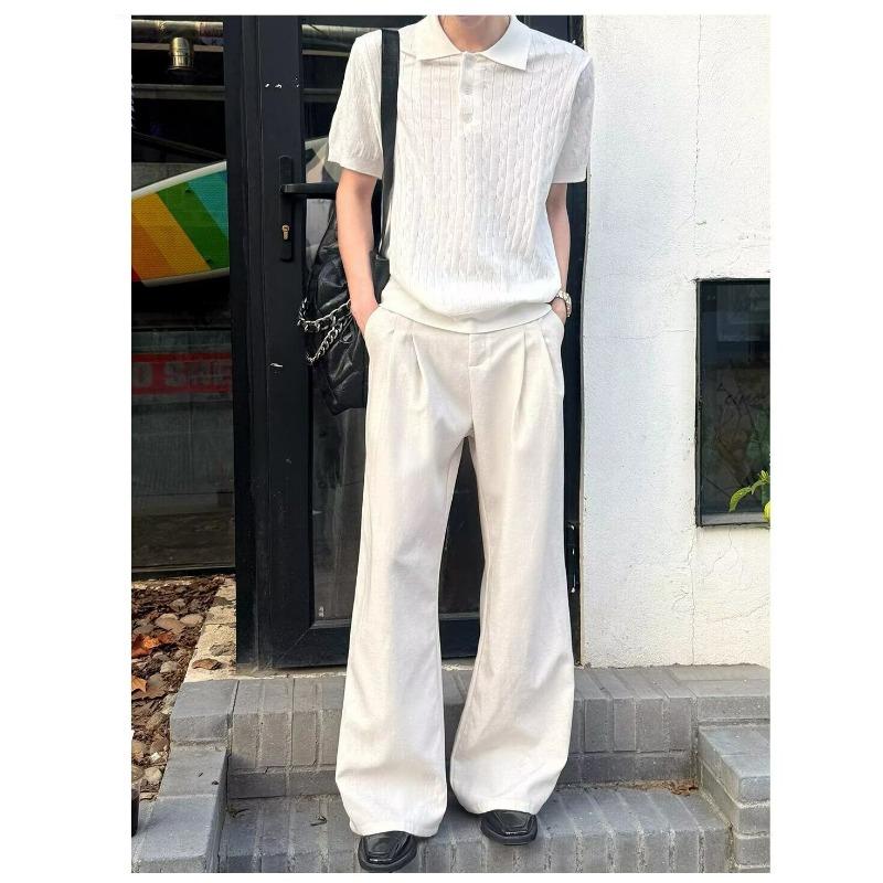 Men S Summer Thin Wide Leg Loose Casual Straight Linen Trousers