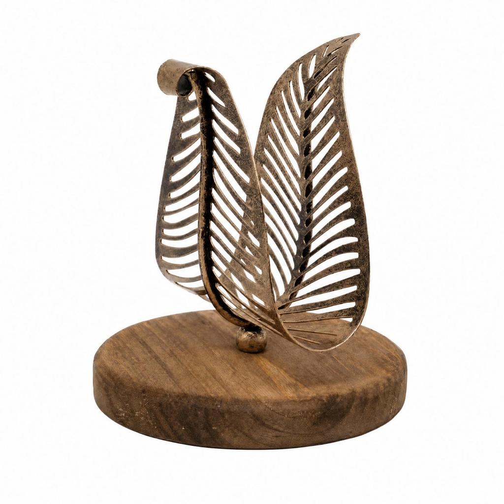 Napkin Holder with Leaf Frame Sturdy Iron Space-Saving