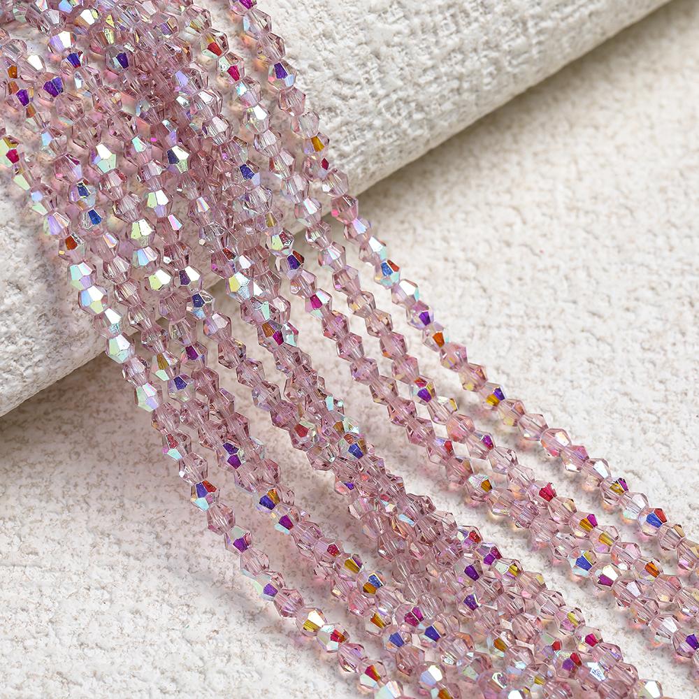 1 Strip 4mm Shiny Crystal Beads Bicone Beads 80pcs Glass Beads Loose Spacer Beads for Bracelet DIY Jewelry Making