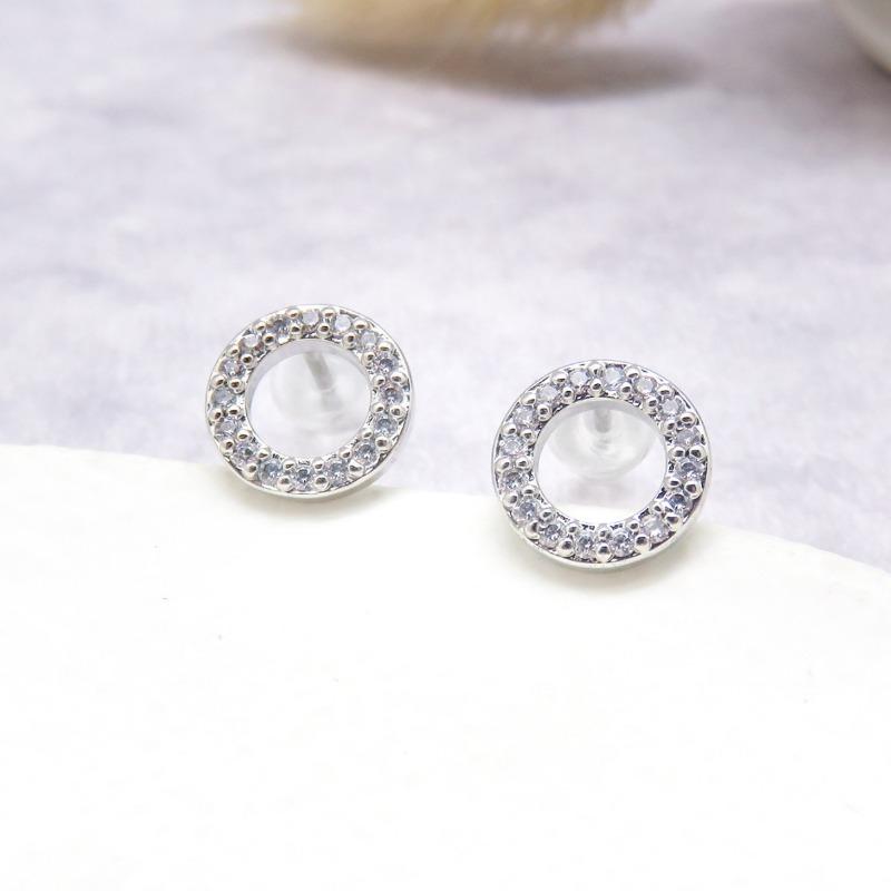 Simple and Fashionable Small Circle Zircon Women's Tassel Temperament Earrings