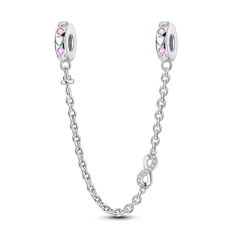 Classic Safety Chain Copper Butterfly Inlaid Zirconium Charms Beads Fit Original Bangle Bracelet Diy Jewelry Gift