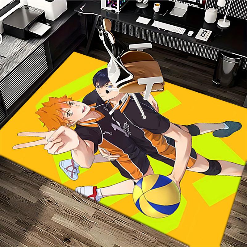 1pc Hinata Shoyo and Kageyama Tobio Volleyball Anime Chair Mat - Office Desk Pad with Cartoon Design, Non-Slip Carpet for Home Decor, Suitable for All
