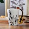 Creative Novelty Guitar Handle Ceramic Cup Free Spectrum Coffee Milk Tea Cup Personality Mug Unique
