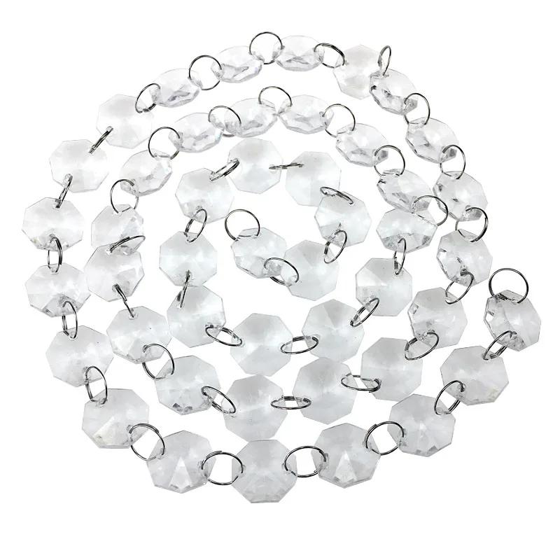 

5m Crystal Acrylic Bead Curtain Wedding Decoration 14/16mm Octagon Beads Crystal Chain Festive Stage Background Decorative 14mm прозорий
